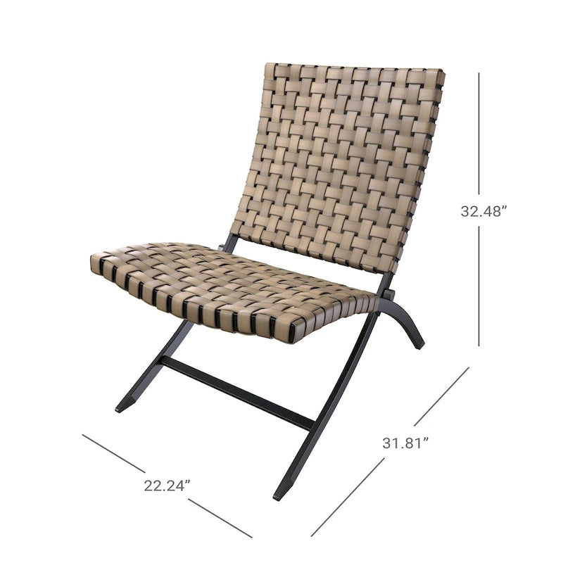 Ensemble de mobilier de patio en rotin 3 pièces comprenant des chaises longues pliables en osier et une table basse pour l'extérieur, le jardin, la pelouse ou le balcon.