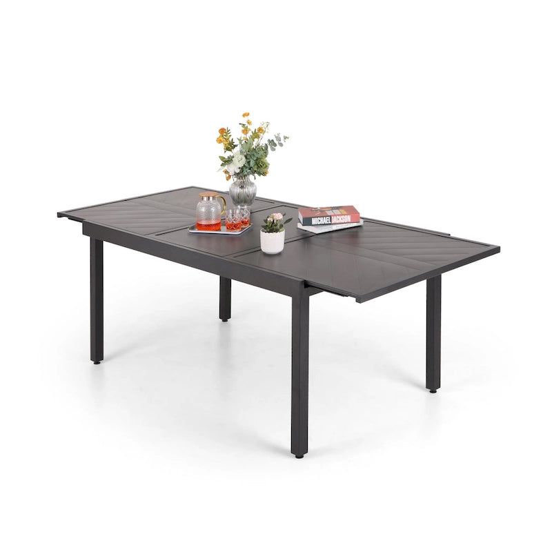 Ensemble de salle à manger d'extérieur 7 pièces, 6 chaises de salle à manger pliantes inclinables et 1 table extensible pour 6 à 8 personnes - 7 pièces
