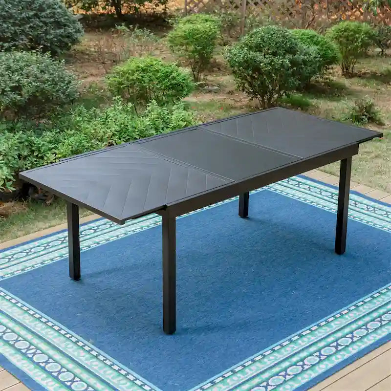 Ensemble de salle à manger d'extérieur 7 pièces, 6 chaises de salle à manger pliantes inclinables et 1 table extensible pour 6 à 8 personnes - 7 pièces