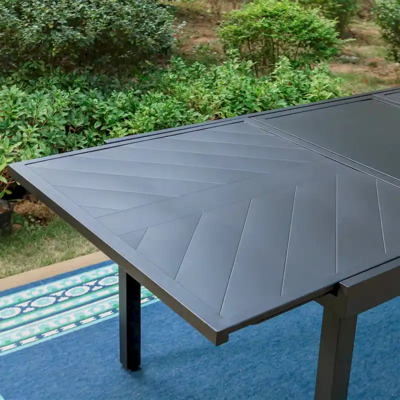 Ensemble de salle à manger d'extérieur 7 pièces, 6 chaises de salle à manger pliantes inclinables et 1 table extensible pour 6 à 8 personnes - 7 pièces