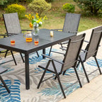 Ensemble de salle à manger d'extérieur 7 pièces, 6 chaises de salle à manger pliantes inclinables et 1 table extensible pour 6 à 8 personnes - 7 pièces