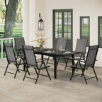 Ensemble de salle à manger d'extérieur 7 pièces, 6 chaises de salle à manger pliantes inclinables et 1 table extensible pour 6 à 8 personnes - 7 pièces