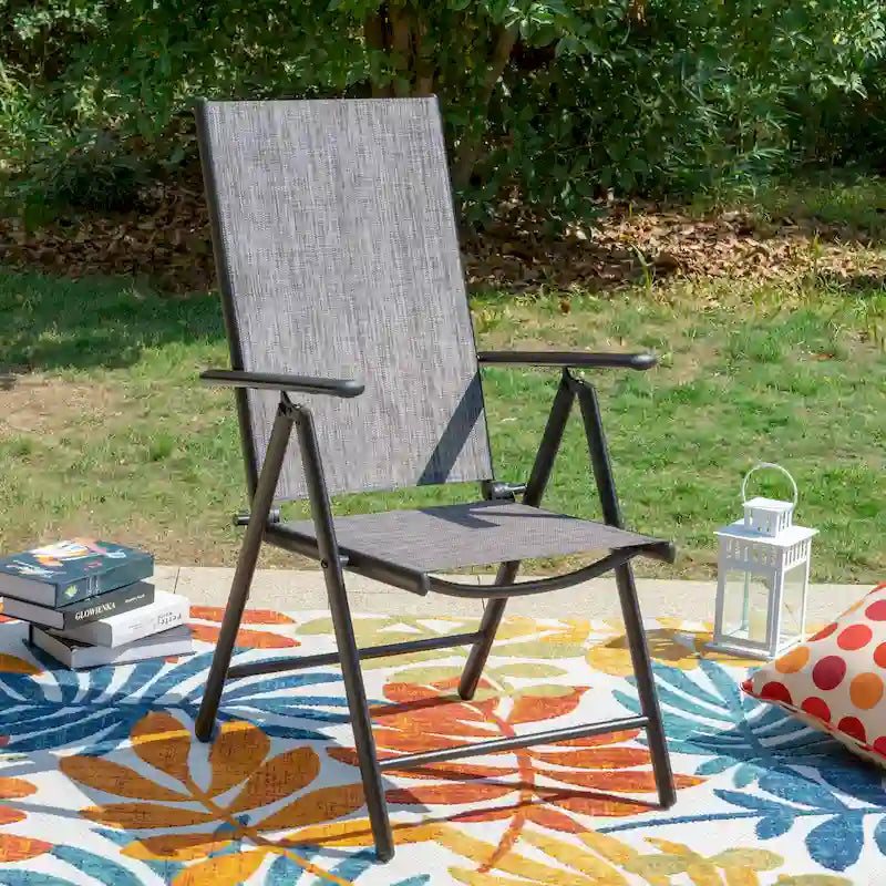 Ensemble de salle à manger d'extérieur 7 pièces, 6 chaises de salle à manger pliantes inclinables et 1 table extensible pour 6 à 8 personnes - 7 pièces