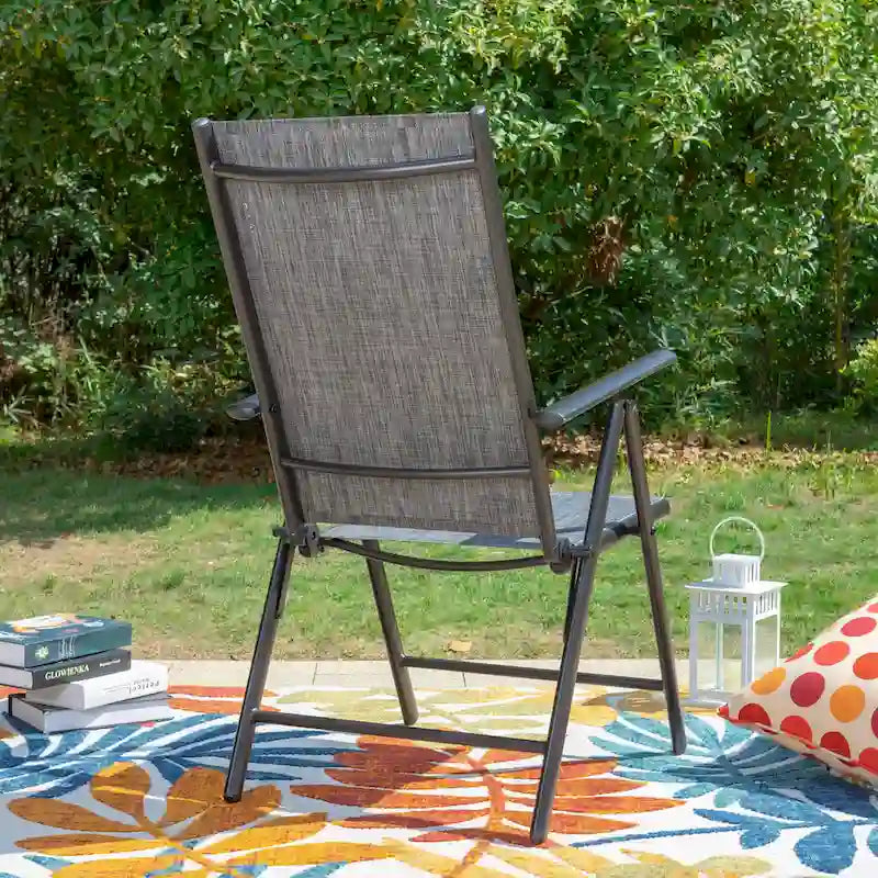 Ensemble de salle à manger d'extérieur 7 pièces, 6 chaises de salle à manger pliantes inclinables et 1 table extensible pour 6 à 8 personnes - 7 pièces