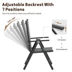 Ensemble de salle à manger d'extérieur 7 pièces, 6 chaises de salle à manger pliantes inclinables et 1 table extensible pour 6 à 8 personnes - 7 pièces