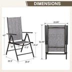 Ensemble de salle à manger d'extérieur 7 pièces, 6 chaises de salle à manger pliantes inclinables et 1 table extensible pour 6 à 8 personnes - 7 pièces