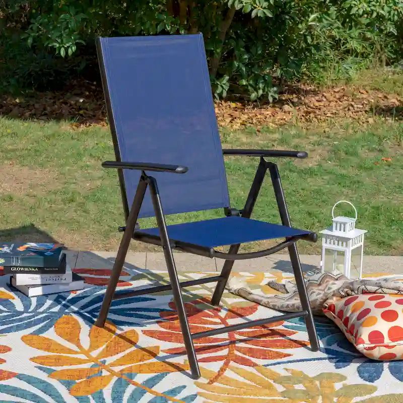 Ensemble de salle à manger d'extérieur 7 pièces, 6 chaises de salle à manger pliantes inclinables et 1 table extensible pour 6 à 8 personnes - 7 pièces