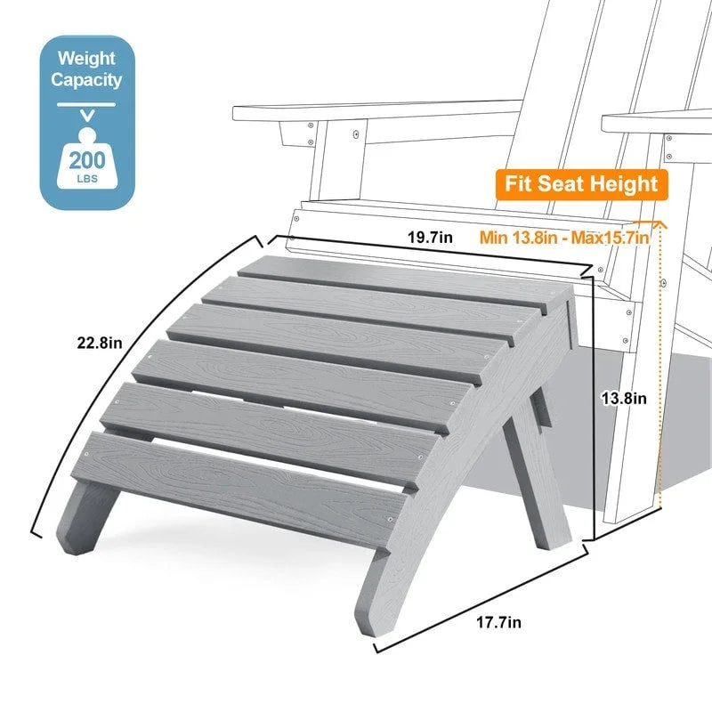 Fauteuil Adirondack d'extérieur WINSOON 2 pièces HIPS tout temps avec porte-gobelet et repose-pieds