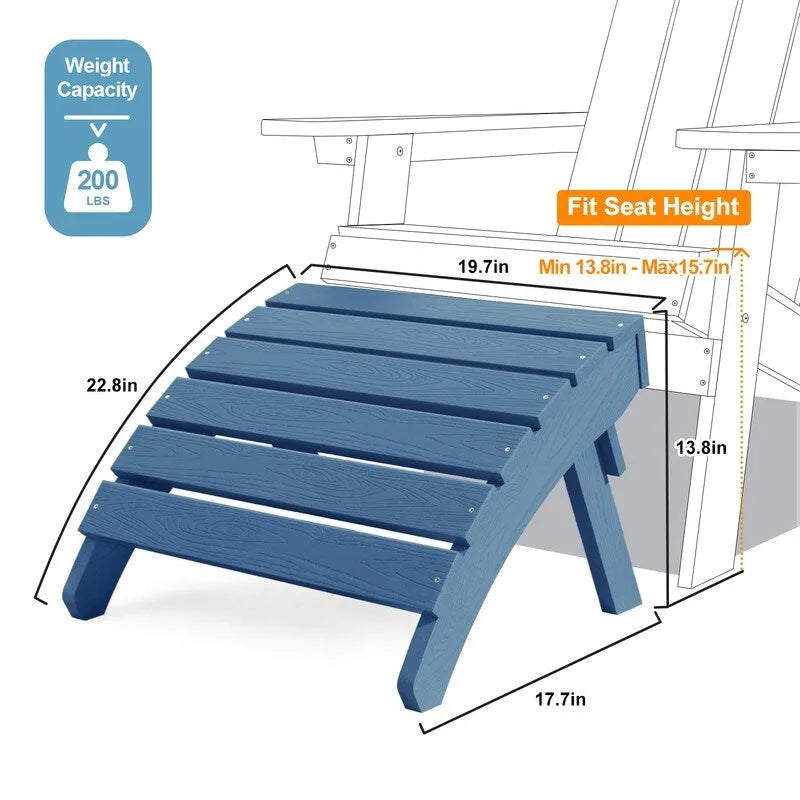 Fauteuil Adirondack d'extérieur WINSOON 2 pièces HIPS tout temps avec porte-gobelet et repose-pieds