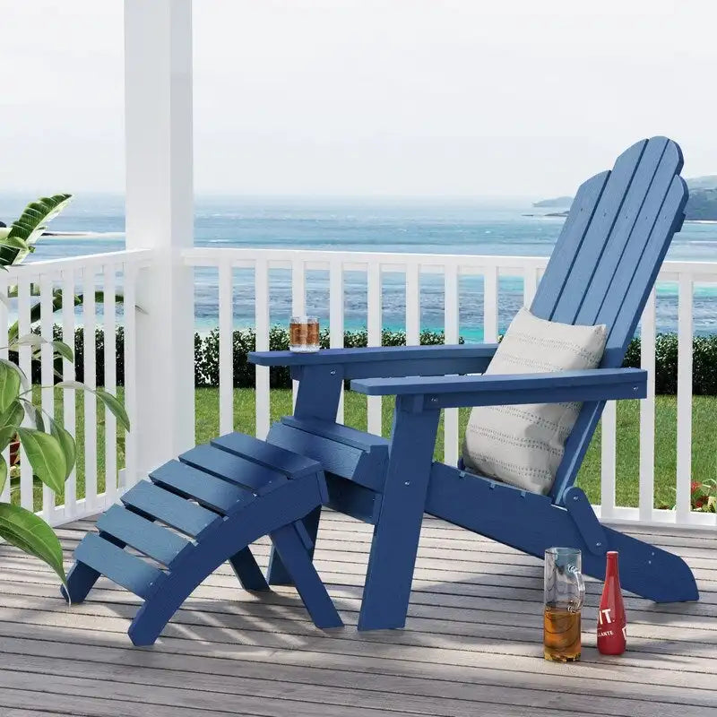 Fauteuil Adirondack d'extérieur WINSOON 2 pièces HIPS tout temps avec porte-gobelet et repose-pieds