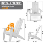 Fauteuil Adirondack d'extérieur WINSOON 2 pièces HIPS tout temps avec porte-gobelet et repose-pieds