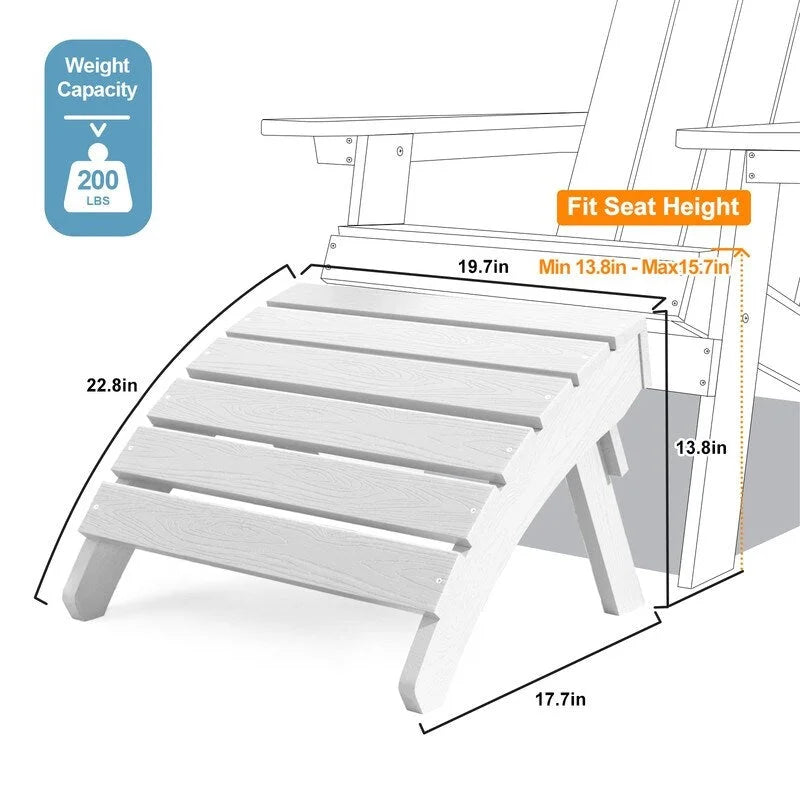 Fauteuil Adirondack d'extérieur WINSOON 2 pièces HIPS tout temps avec porte-gobelet et repose-pieds