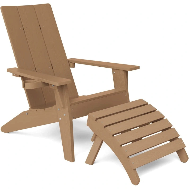 Fauteuil Adirondack d'extérieur WINSOON 2 pièces HIPS tout temps avec porte-gobelet et repose-pieds
