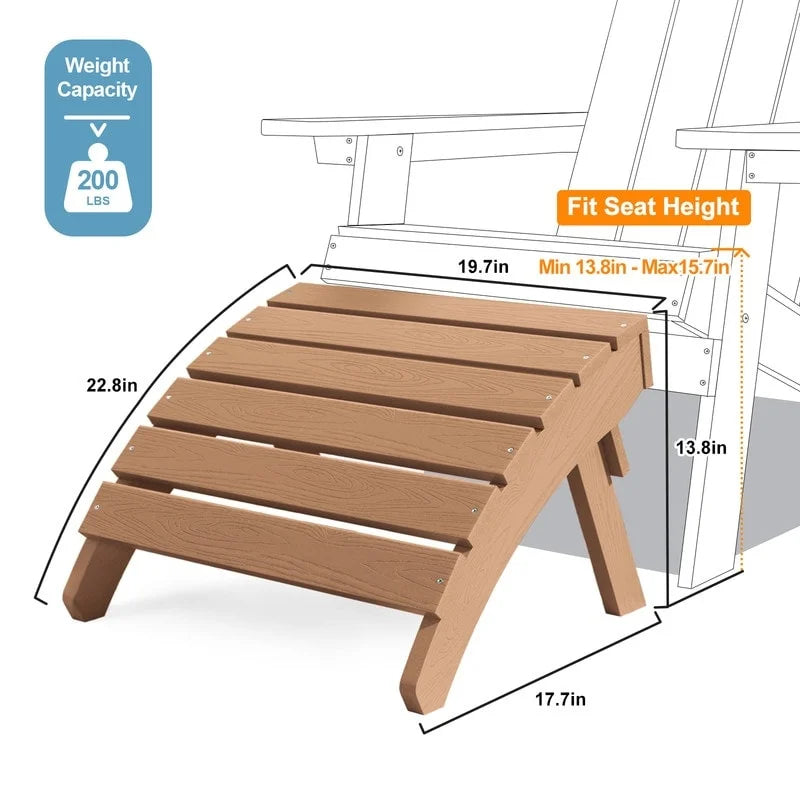 Fauteuil Adirondack d'extérieur WINSOON 2 pièces HIPS tout temps avec porte-gobelet et repose-pieds