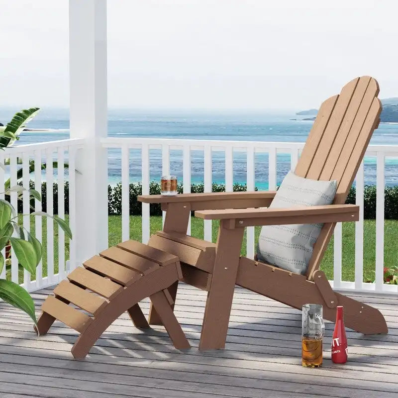 Fauteuil Adirondack d'extérieur WINSOON 2 pièces HIPS tout temps avec porte-gobelet et repose-pieds