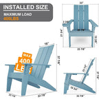 Fauteuil Adirondack d'extérieur WINSOON 2 pièces HIPS tout temps avec porte-gobelet et repose-pieds