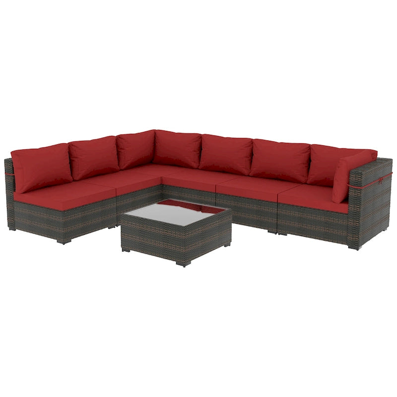 Ensemble de mobilier de patio sectionnel 7 pièces rembourré UPHA