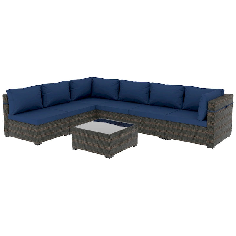 Ensemble de mobilier de patio sectionnel 7 pièces rembourré UPHA
