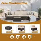 Ensemble de mobilier de patio sectionnel 7 pièces rembourré UPHA