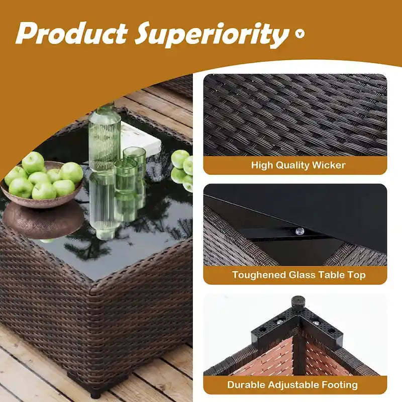 Ensemble de mobilier de patio sectionnel 7 pièces rembourré UPHA