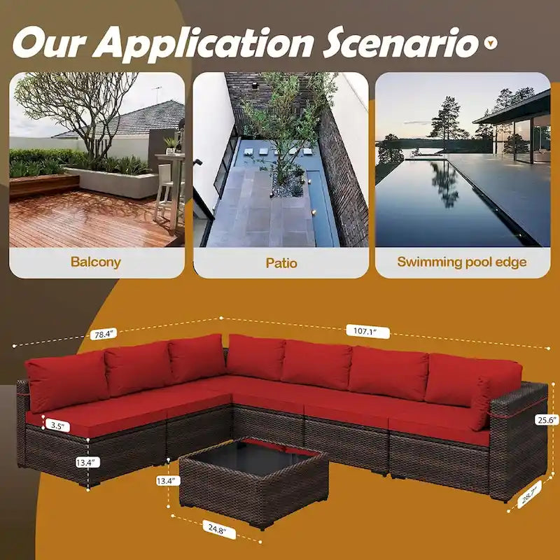 Ensemble de mobilier de patio sectionnel 7 pièces rembourré UPHA