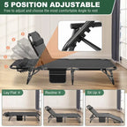 Lit de camp pliant portable avec matelas et oreiller, chaise longue de patio