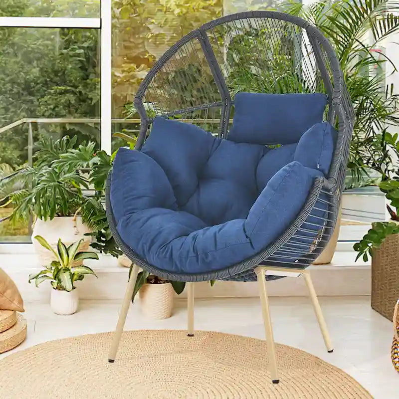 Fauteuil œuf d'extérieur avec coussin, fauteuil œuf surdimensionné