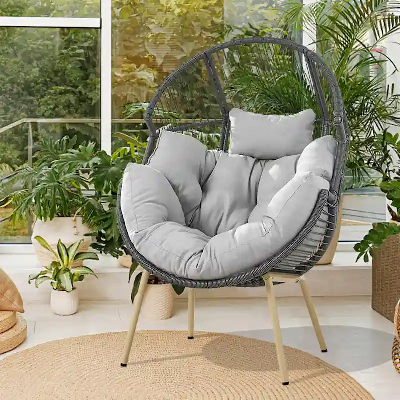 Fauteuil œuf d'extérieur avec coussin, fauteuil œuf surdimensionné