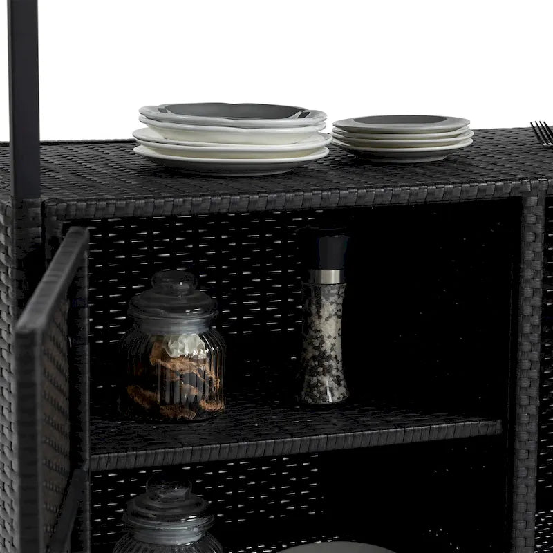 Chariot de bar extérieur en osier