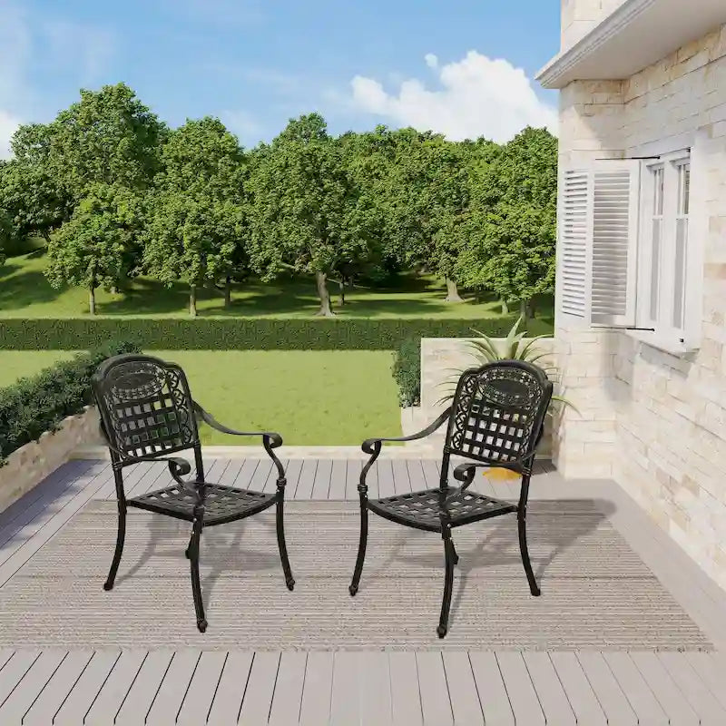 Chaises de salle à manger de patio en aluminium moulé Clihome (ensemble de 2)