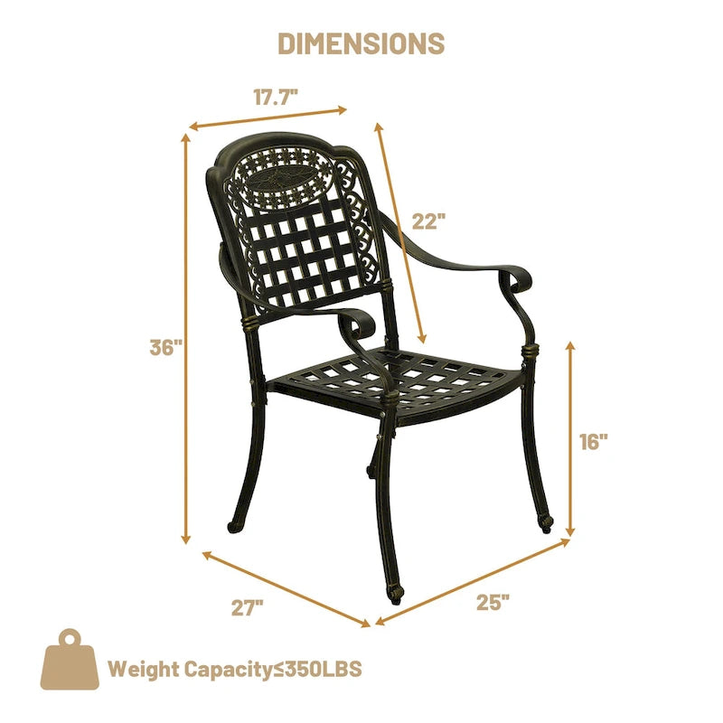 Chaises de salle à manger de patio en aluminium moulé Clihome (ensemble de 2)
