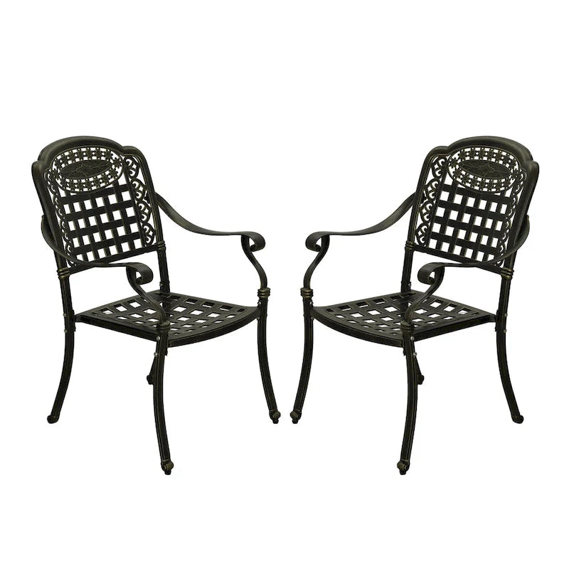 Chaises de salle à manger de patio en aluminium moulé Clihome (ensemble de 2)