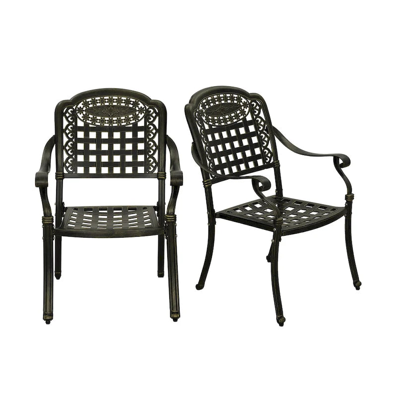 Chaises de salle à manger de patio en aluminium moulé Clihome (ensemble de 2)