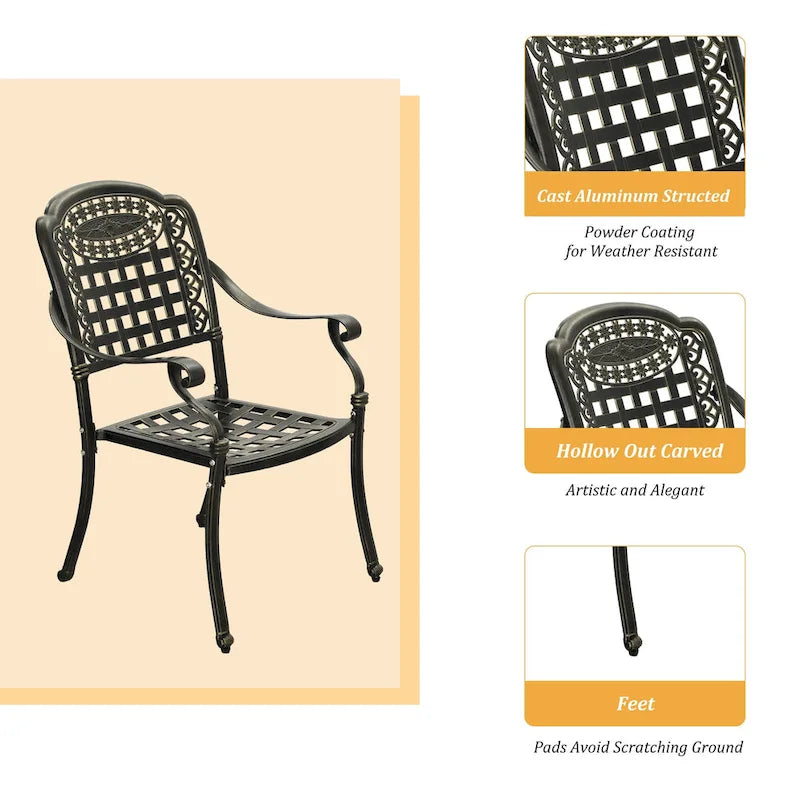 Chaises de salle à manger de patio en aluminium moulé Clihome (ensemble de 2)