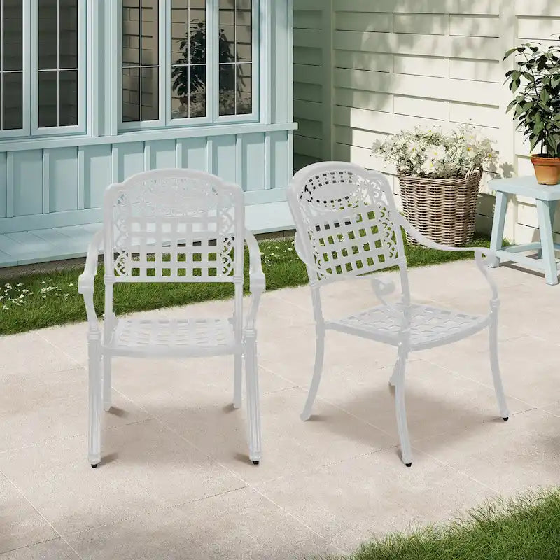Chaises de salle à manger de patio en aluminium moulé Clihome (ensemble de 2)
