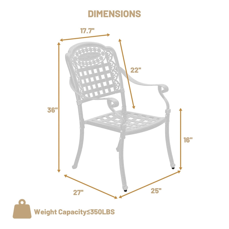 Chaises de salle à manger de patio en aluminium moulé Clihome (ensemble de 2)