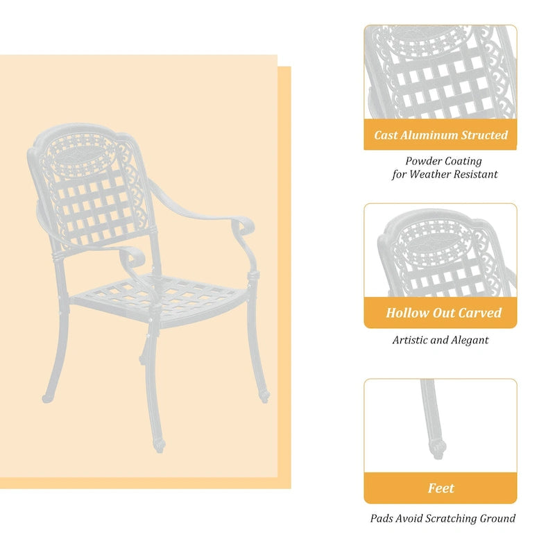 Chaises de salle à manger de patio en aluminium moulé Clihome (ensemble de 2)