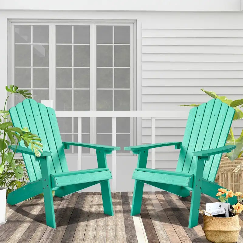 Ensemble de 2 chaises de patio d'extérieur OVIOS en plastique imitation bois de style Adirondack