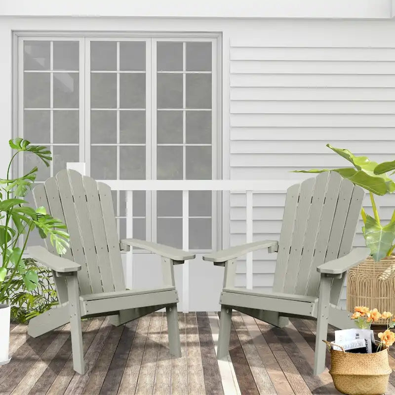 Ensemble de 2 chaises de patio d'extérieur OVIOS en plastique imitation bois de style Adirondack