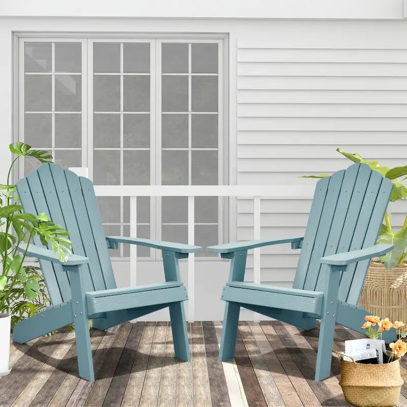 Ensemble de 2 chaises de patio d'extérieur OVIOS en plastique imitation bois de style Adirondack