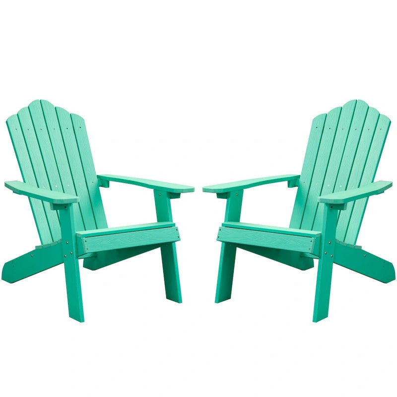 Ensemble de 2 chaises de patio d'extérieur OVIOS en plastique imitation bois de style Adirondack