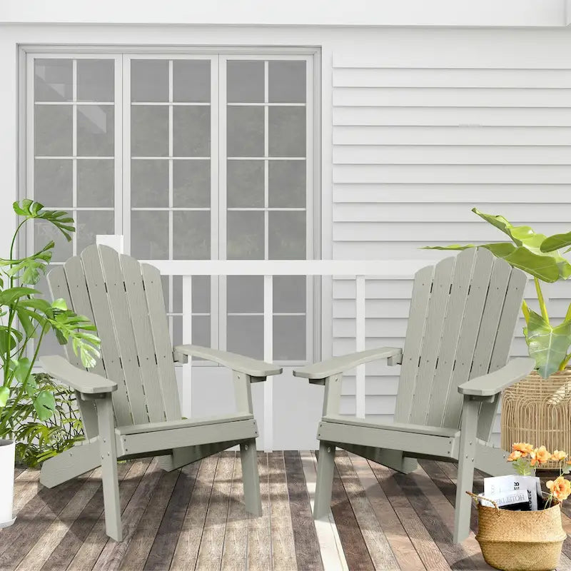 Ensemble de 2 chaises de patio d'extérieur OVIOS en plastique imitation bois de style Adirondack