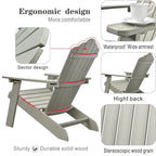 Ensemble de 2 chaises de patio d'extérieur OVIOS en plastique imitation bois de style Adirondack