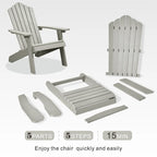 Ensemble de 2 chaises de patio d'extérieur OVIOS en plastique imitation bois de style Adirondack