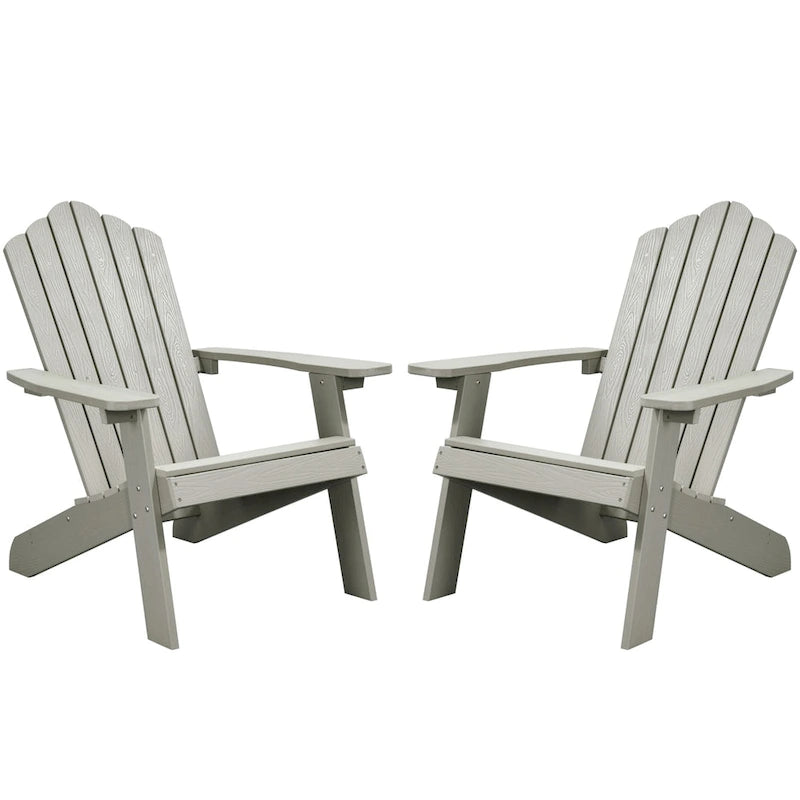 Ensemble de 2 chaises de patio d'extérieur OVIOS en plastique imitation bois de style Adirondack