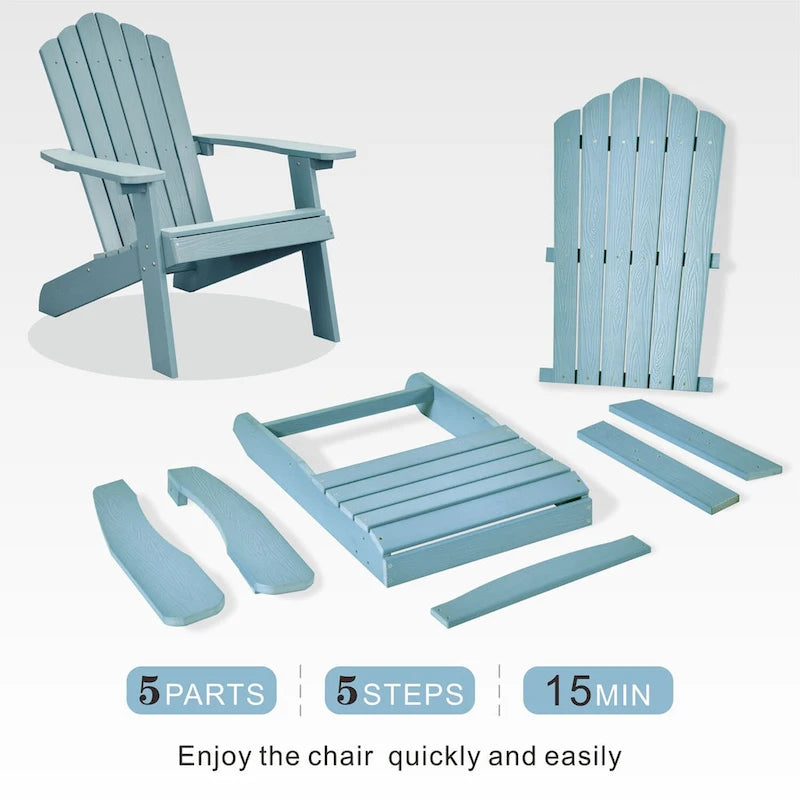 Ensemble de 2 chaises de patio d'extérieur OVIOS en plastique imitation bois de style Adirondack