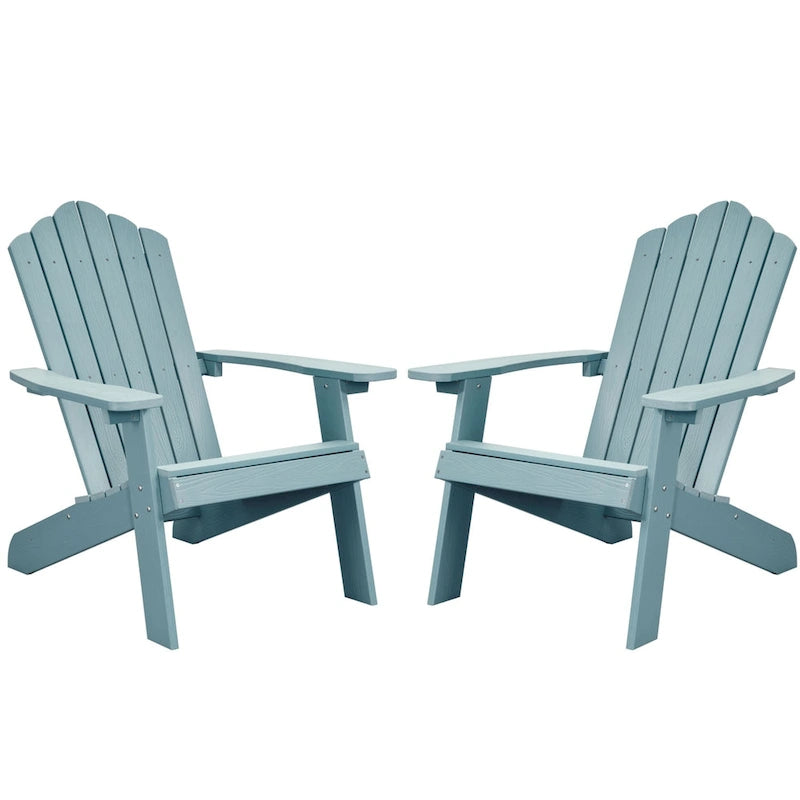 Ensemble de 2 chaises de patio d'extérieur OVIOS en plastique imitation bois de style Adirondack