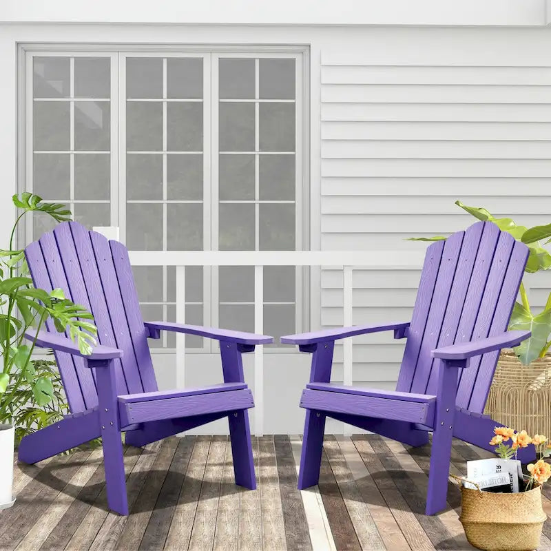 Ensemble de 2 chaises de patio d'extérieur OVIOS en plastique imitation bois de style Adirondack