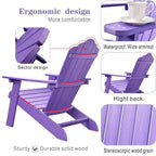 Ensemble de 2 chaises de patio d'extérieur OVIOS en plastique imitation bois de style Adirondack