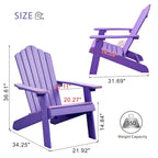 Ensemble de 2 chaises de patio d'extérieur OVIOS en plastique imitation bois de style Adirondack